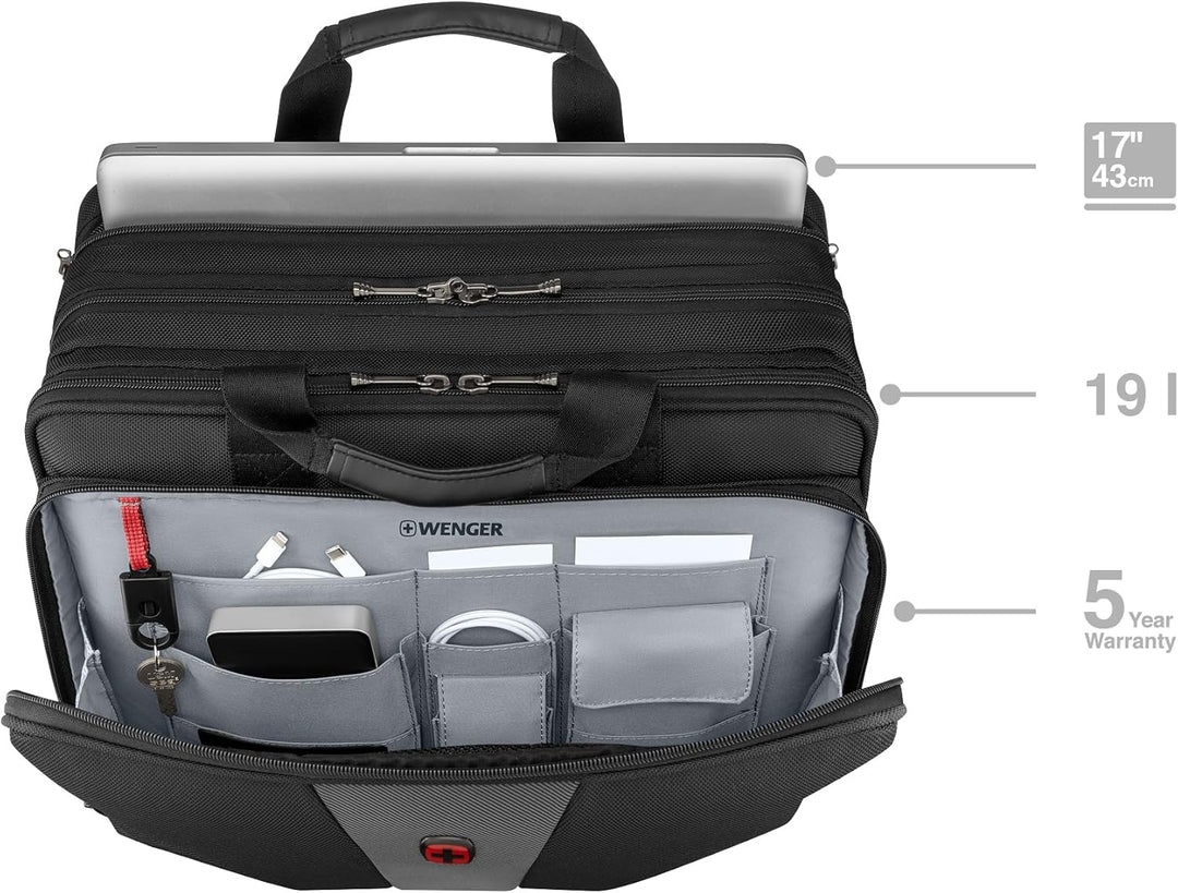 WENGER Legacy 17 Laptop-Tasche zum Umhängen, Notebook bis 17 Zoll, Aktentasche, Organizer, 26 l, Dam
