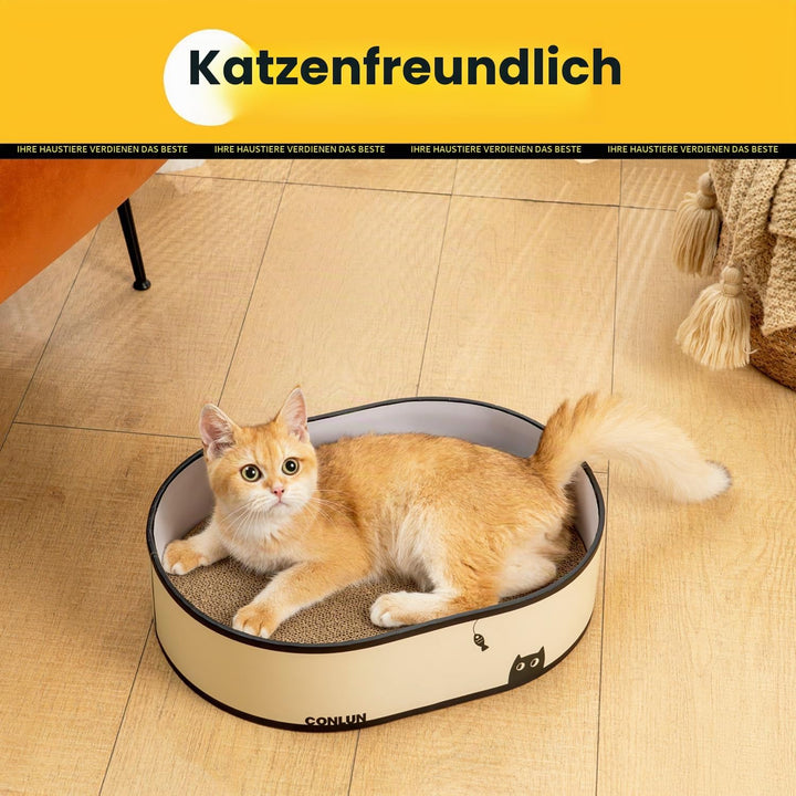Conlun Kratzbrett Katze, Kratzbox mit 4 Katzen Kratzpappe,Wendbare Katzenkratzbretter aus Robustem W