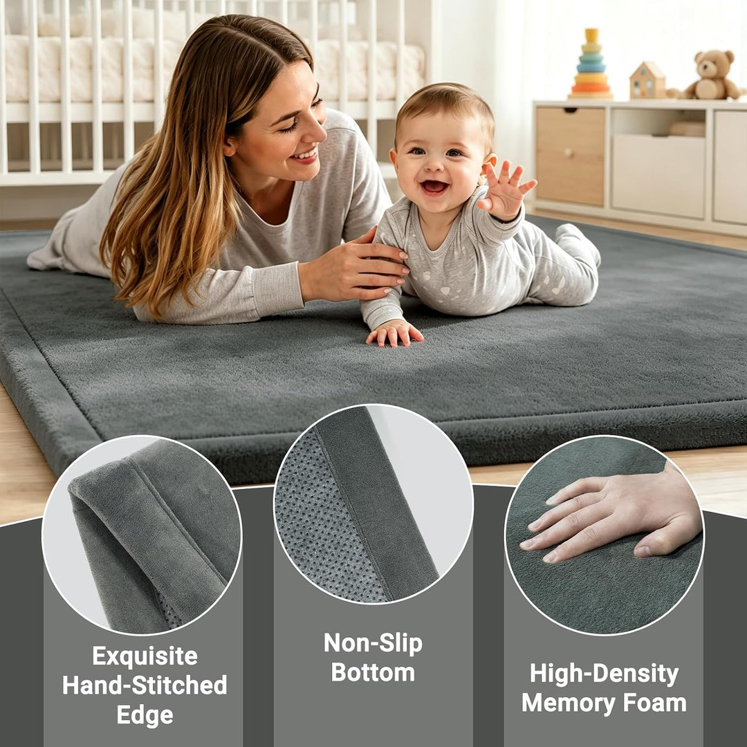 Capslpad Krabbelmatte Baby 200x150x2.5 cm Wolkenweiche Spielmatte Baby mit Hochwertigem Memory-Schau