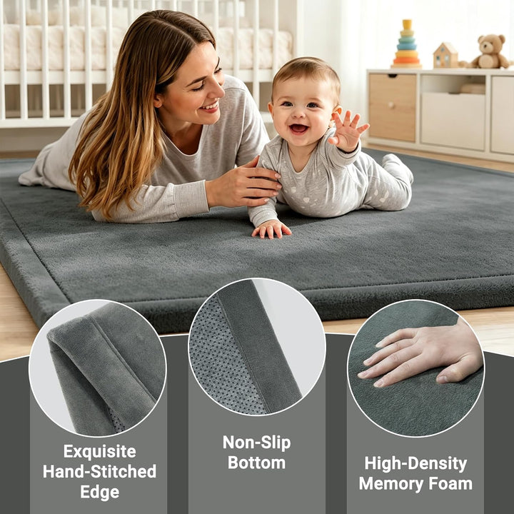 Capslpad Krabbelmatte Baby 200x150x2.5 cm Wolkenweiche Spielmatte Baby mit Hochwertigem Memory-Schau