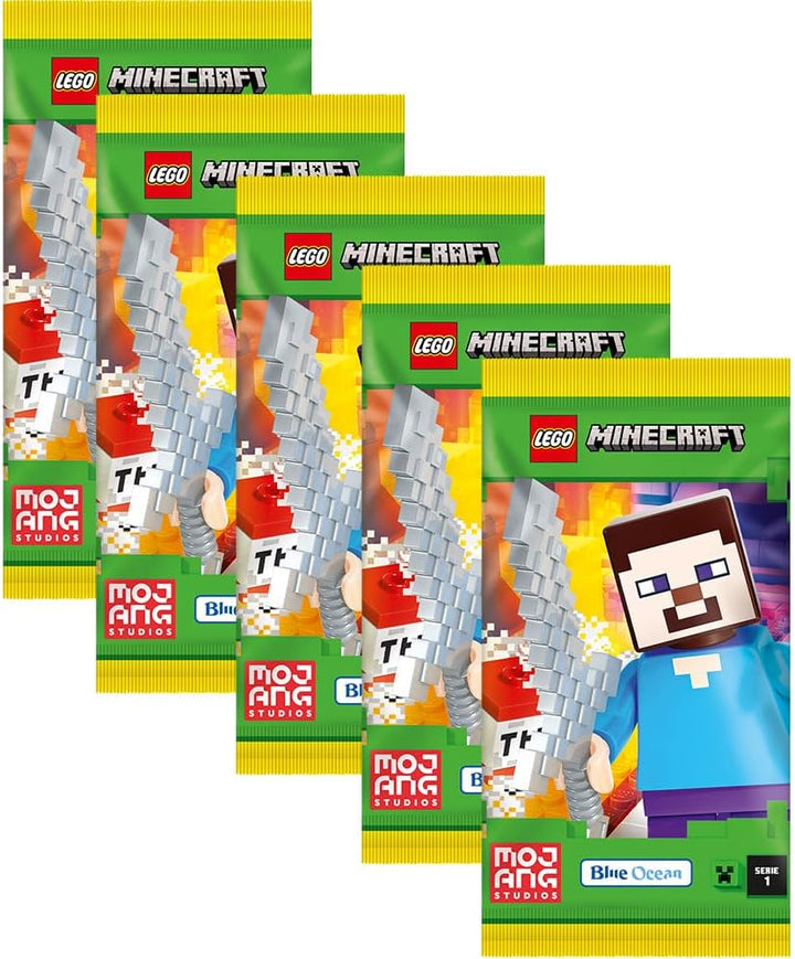 Bundle mit Lego Minecraft Serie 1 Trading Cards - 1 Starter + 5 Booster + 2 Limitierte Star Wars Kar