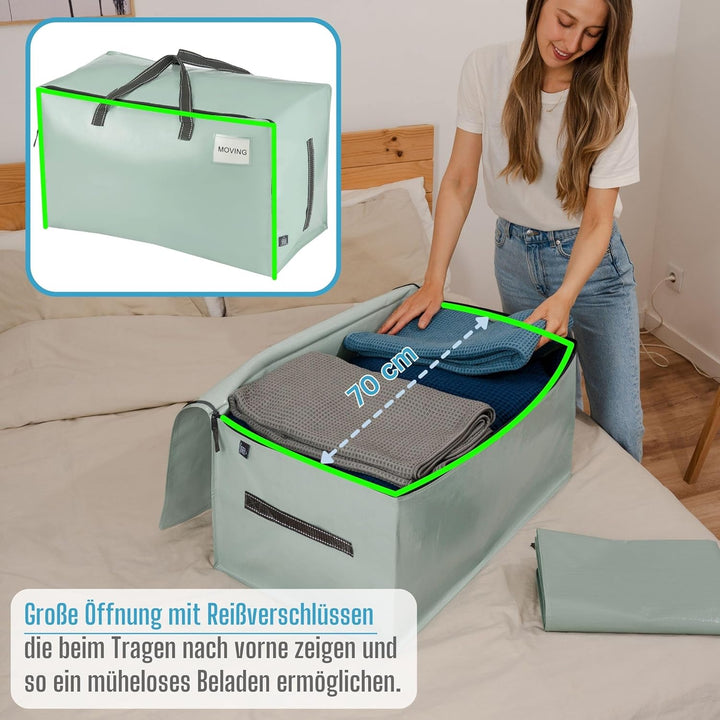 VENO 102 Liter Grosse Aufbewahrungstasche mit Deckel, Strapazierfähige Griffe und Reissverschlüssen