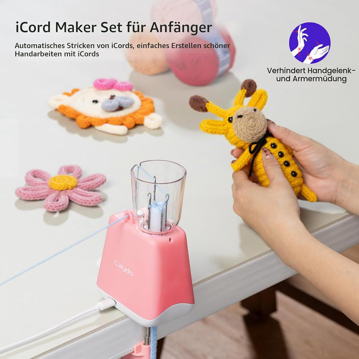 Caydo Strickmühle Kit Häkelset für Anfänger, Elektrisch Strickmaschine Set Automatische Herstellung
