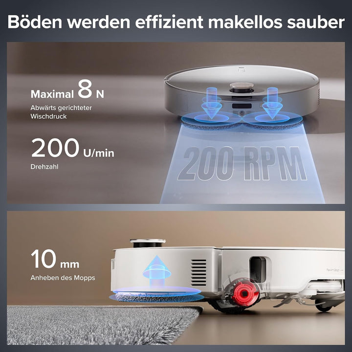 roborock Qrevo EdgeT Saugroboter mit Wischfunktion, Dual Anti-Tangle-System, 18.500Pa, 7,98cm Ultra-