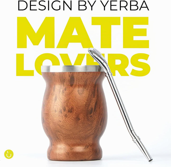 balibetov Yerba Mate Tee Set (Mate Becher) aus Rostfreiem Edelstahl mit Bombilla (Strohhalm) für Mat