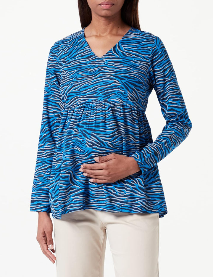NAME IT Damen Mlcosta L/S Wo Top A. L Strong Blue/Aop:black Pattern, L Strong Blue/Aop:black Pattern