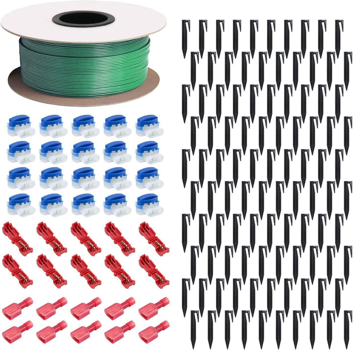 150m Universal Begrenzungskabel für Mähroboter + 100 Erdnägel + 20 Kabelverbinder + 10 Anschlussklem
