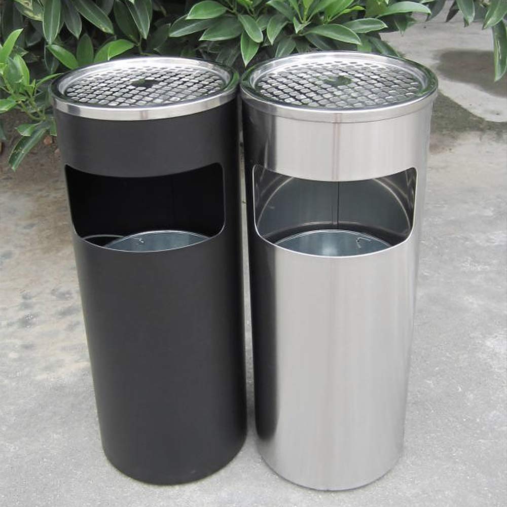 Mülleimer mit Aschenbecher für den Aussenbereich, Standaschenbecher aus Edelstahl mit Mülleimer, für