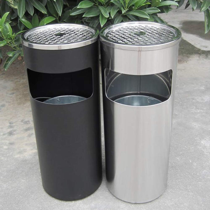 Mülleimer mit Aschenbecher für den Aussenbereich, Standaschenbecher aus Edelstahl mit Mülleimer, für