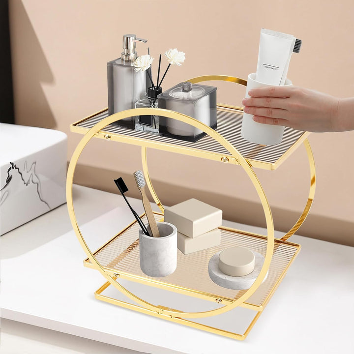 Makeup Organizer 2 stöckig Hautpflege Parfüm Organizer Perfume Storage Kosmetik Aufbewahrungsrega l2