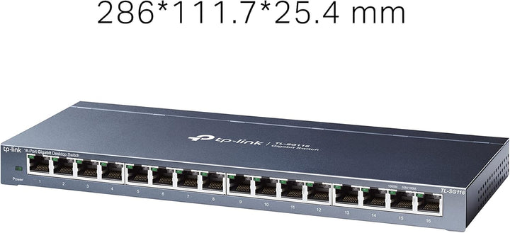 TP-Link TL-SG116 16-Ports Gigabit Netzwerk Switch (32 Gbit/S Switching-Kapazität, geschirmte RJ-45 P