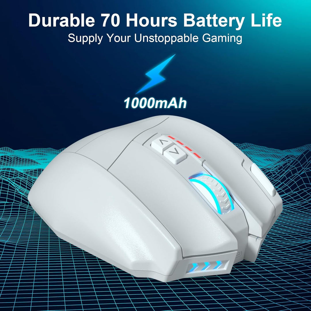 Gamspeed V8 Pro Gaming Maus Kabellos 2,4G, 16000DPI Wired/Wireless RGB MMO Gaming Maus, mit Chroma R