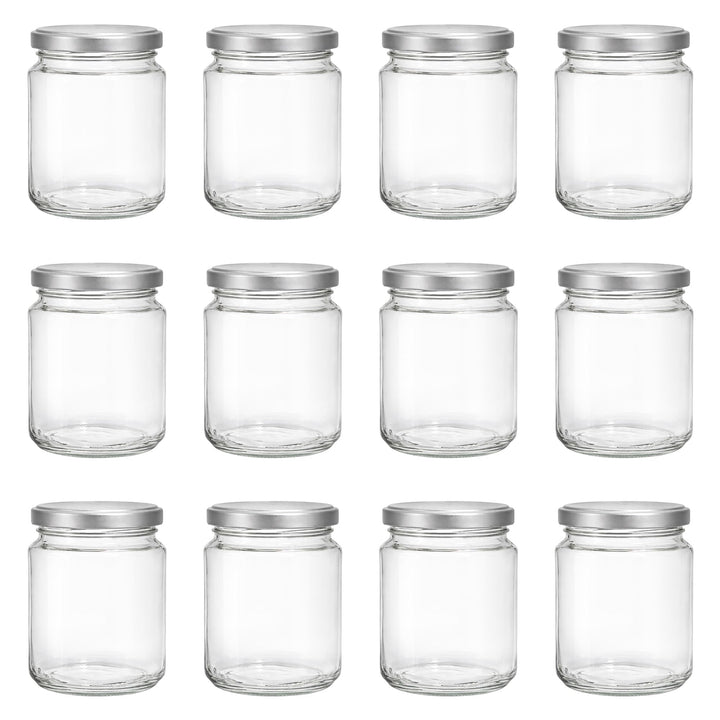 Vitrea 12x Marmeladengläser 275 ml - mit Deckel Silber TO 66 - Einmachgläser zum befüllen mit Schrau