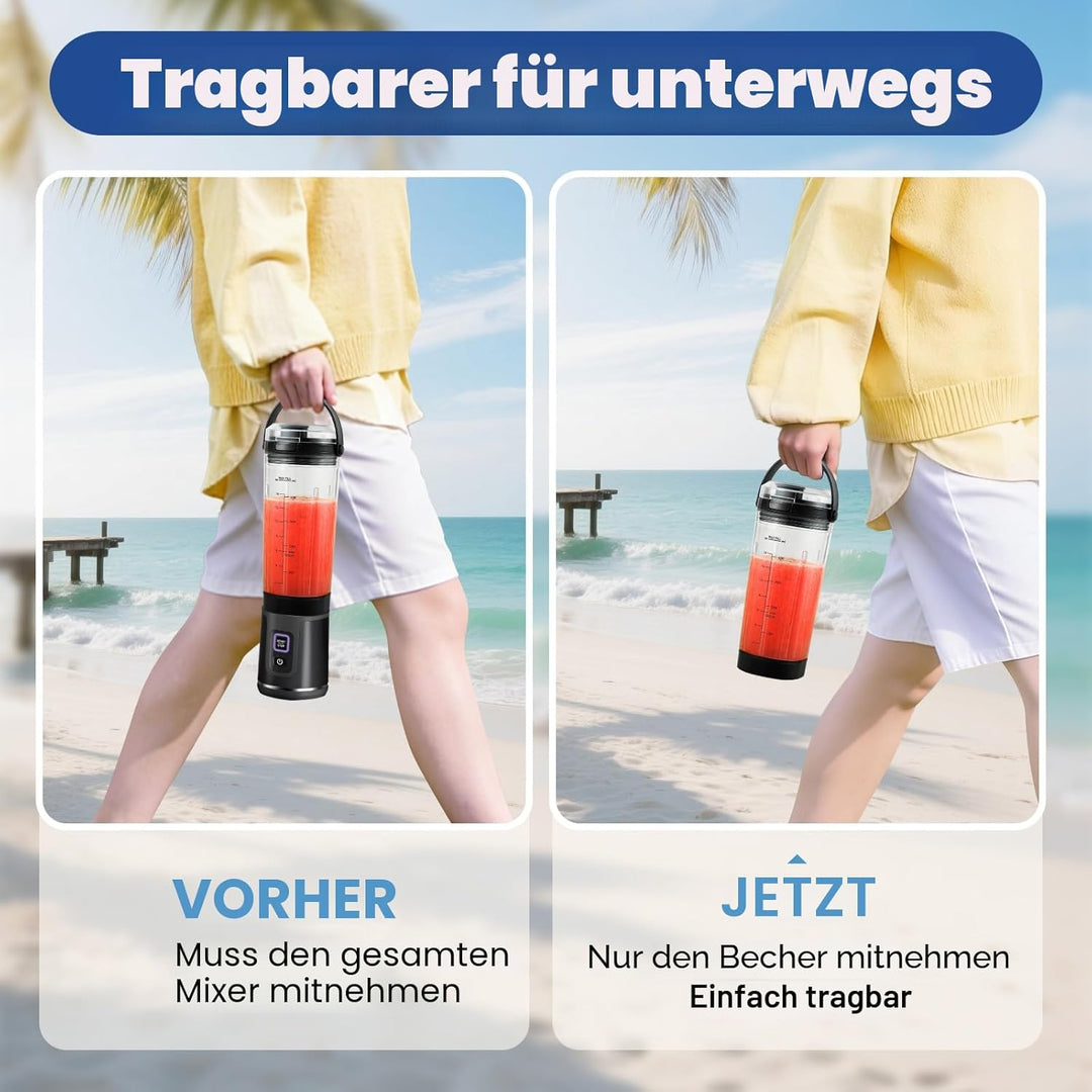Mixgefäss kompatibel mit Ninja Blast Tragbarer Mixer, 530ml Mixbecher mit Trink- und Auslaufsicherer