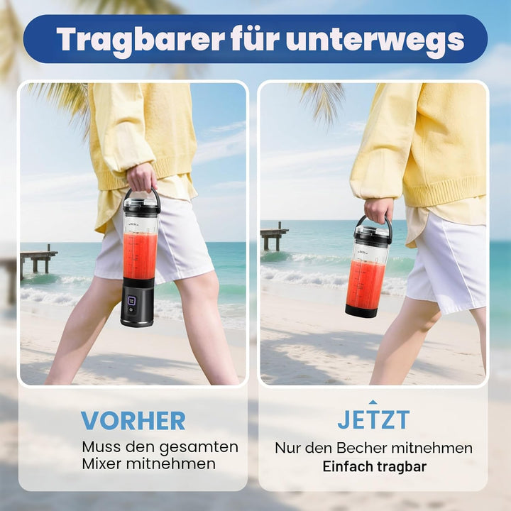 Mixgefäss kompatibel mit Ninja Blast Tragbarer Mixer, 530ml Mixbecher mit Trink- und Auslaufsicherer