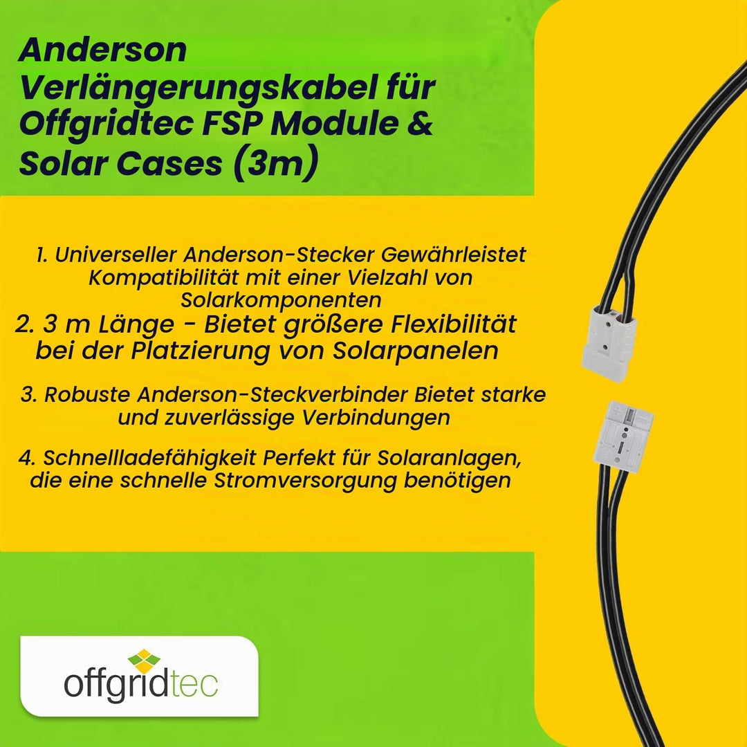 Offgridtec® 3m Anderson Verlängerungsleitung für Offgridtec FSP Module und Solarkoffer Single, Singl