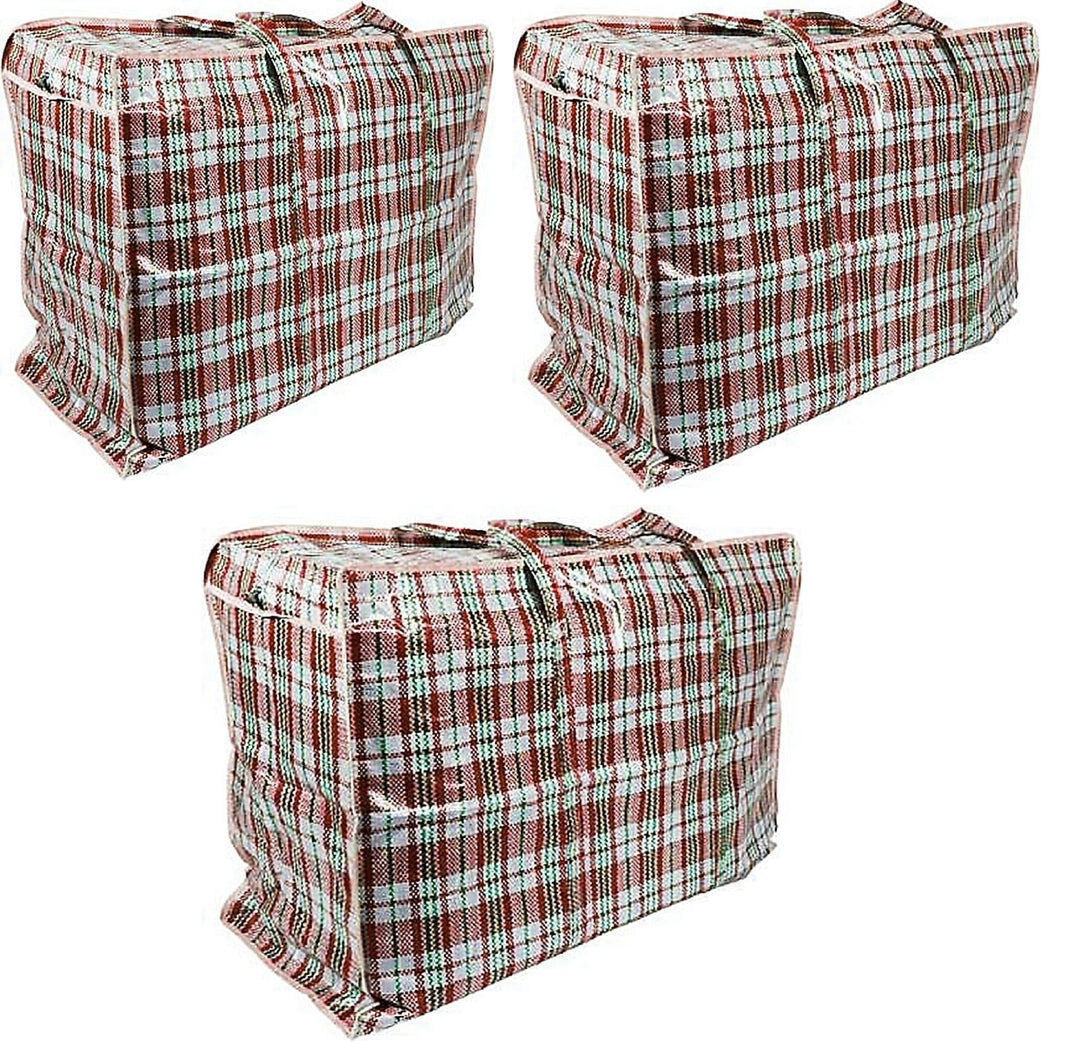 PLASTIKTASCHE Camping Jumbo Unterbettkommode Wäschetasche Aufbewahrungs Tasche kariert Reissverschlu
