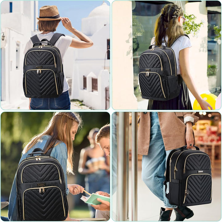 Rucksack Damen Arbeit Rucksack, 17.3 Zoll Schulrucksack Mädchen Teenager mit USB Ladeanschluss, Lapt
