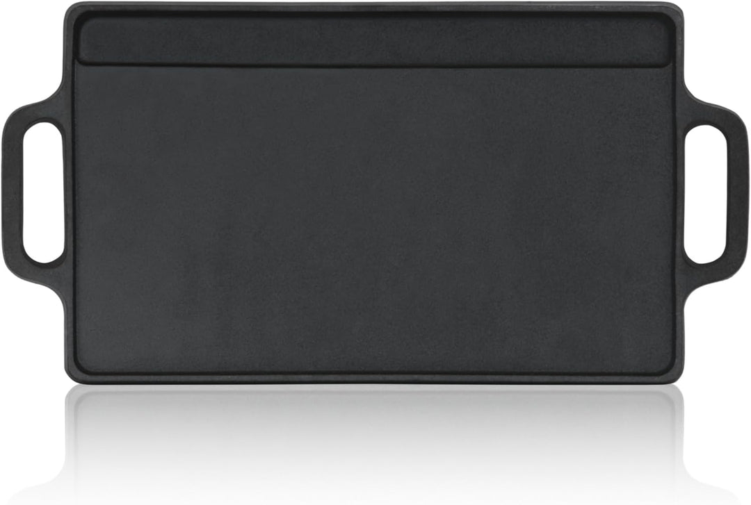 BBQ-Toro Gusseisen Grillplatte mit Griffen | 40 x 20,5 cm | Grillpfanne, beidseitig verwendbar | Rec