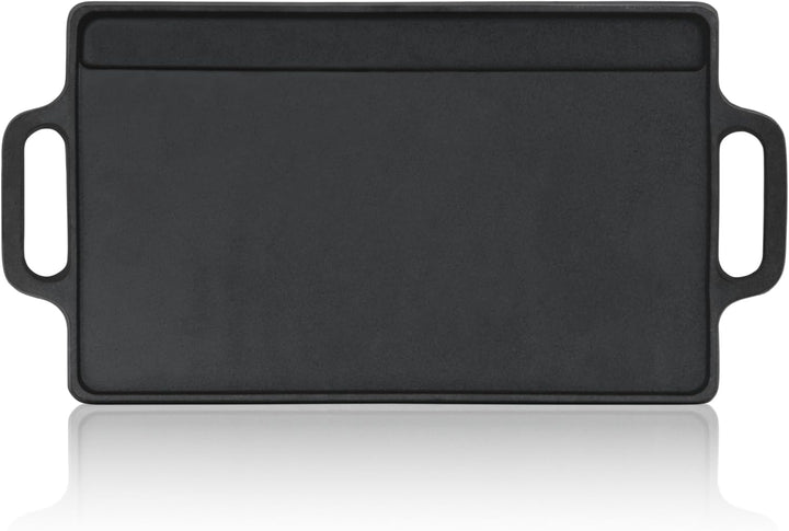 BBQ-Toro Gusseisen Grillplatte mit Griffen | 40 x 20,5 cm | Grillpfanne, beidseitig verwendbar | Rec