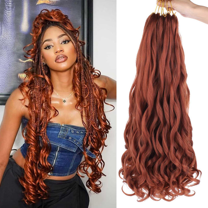 Xtrend 8 Packs French Curly Braiding 26 Inch Pre Stretched Bouncy Loose Wavy Braiding Hair Crochet B