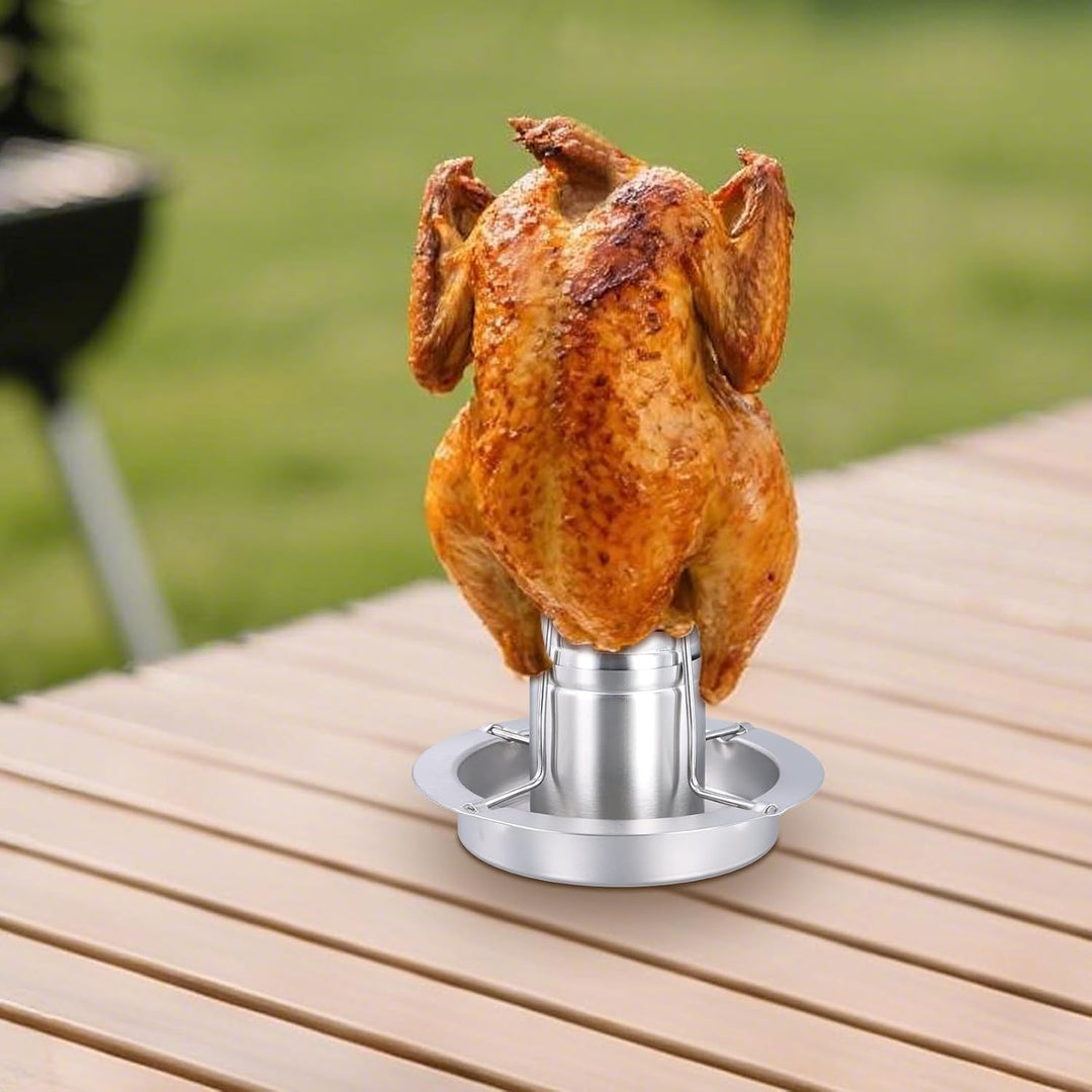 2 Stück Edelstahl Hähnchen Ständer, Bräter Huhn Halterung Vertikal Hähnchen Ständer Grill, Hähncheng