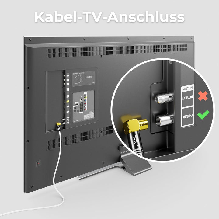 deleyCON 15m TV Antennenkabel HDTV Full HD - 2x gewinkelt - Koaxialkabel - TV-Stecker (90° Grad) zu