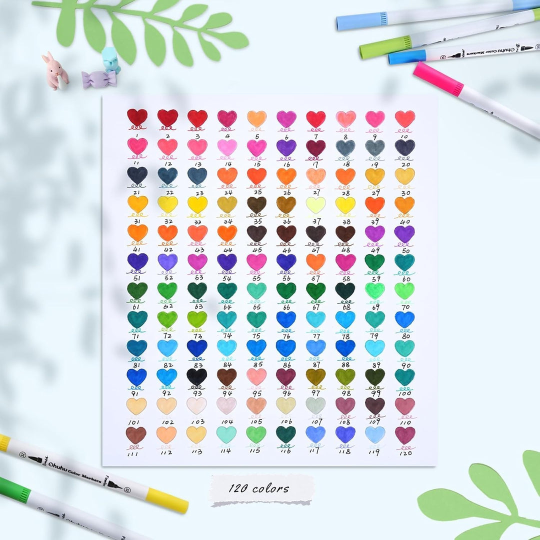 Ohuhu Filzstifte 120 Farben, Dual Brush Pen Pinselstifte Aquarell Marker Stifte Set für Kind und Erw