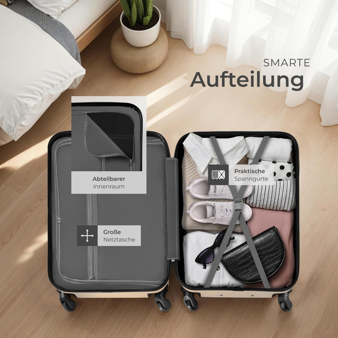 tectake® 3er Kofferset mit Kofferwaage & Kofferanhänger, Reisekoffer Set, ABS Hartschalenkoffer Set,