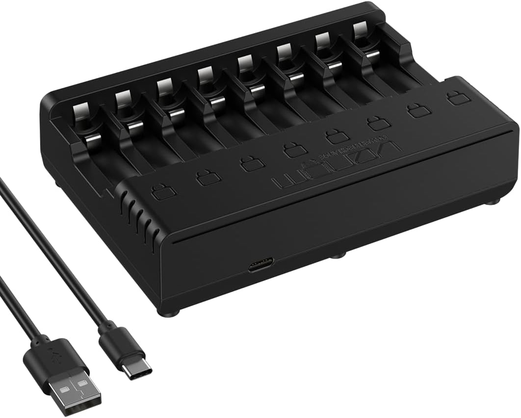 Venom Wiederaufladbare Batterien mit Ladestation – inklusive 16 x AA (1200 mAh) und 16 x AAA (800 mA