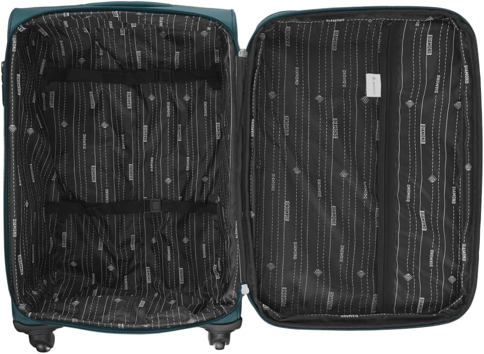 DIAMOND Weichschalen-Kabinenkoffer S 20" – Grün, Codura 1200D, 360° Rollen, Zahlenschloss, Erweiterb