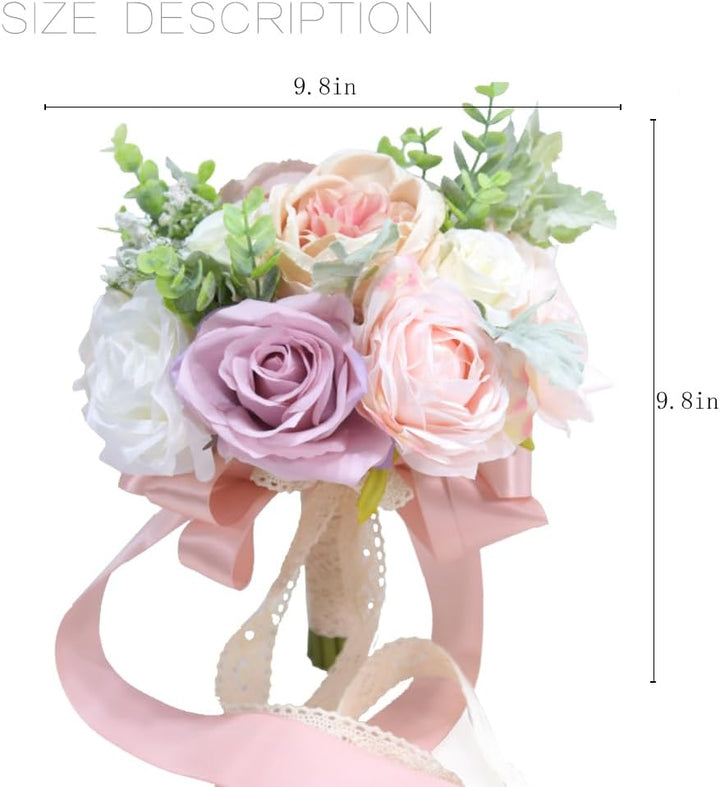 LESING Brautsträusse für Hochzeit, künstliche Rose, Pfingstrosen, handgefertigt, romantisch, Hochzei