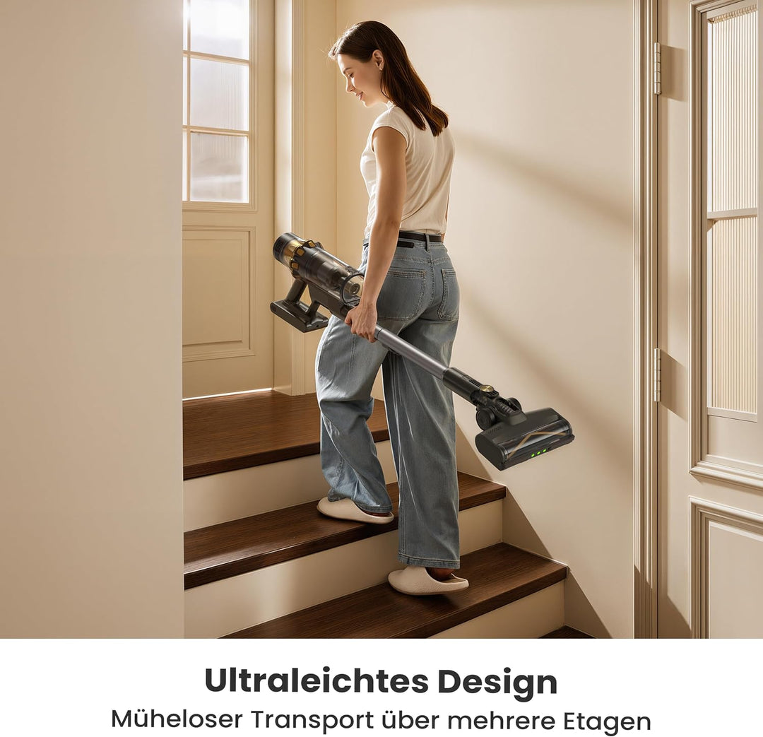 HP20 Akku Staubsauger, TÜV Getestet 180AW, H13 HEPA, Grünes LED Braun &amp; Gold, Braun &amp; Gold