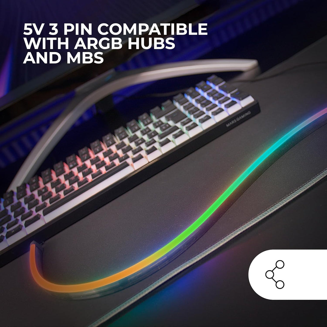 Mars Gaming MLT-ONE, NEON ARGB 550mm LED Strip, 5V 3 Pin Kompatibel mit Hubs und MB ARGB, Flexibler