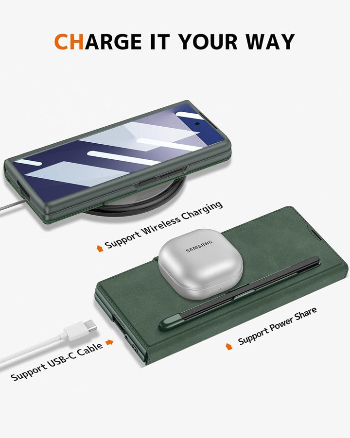 NINKI für Samsung Galaxy Z Fold 7 Case Schutzhülle mit abnehmbarem S Stift Halter, eingebauter Displ