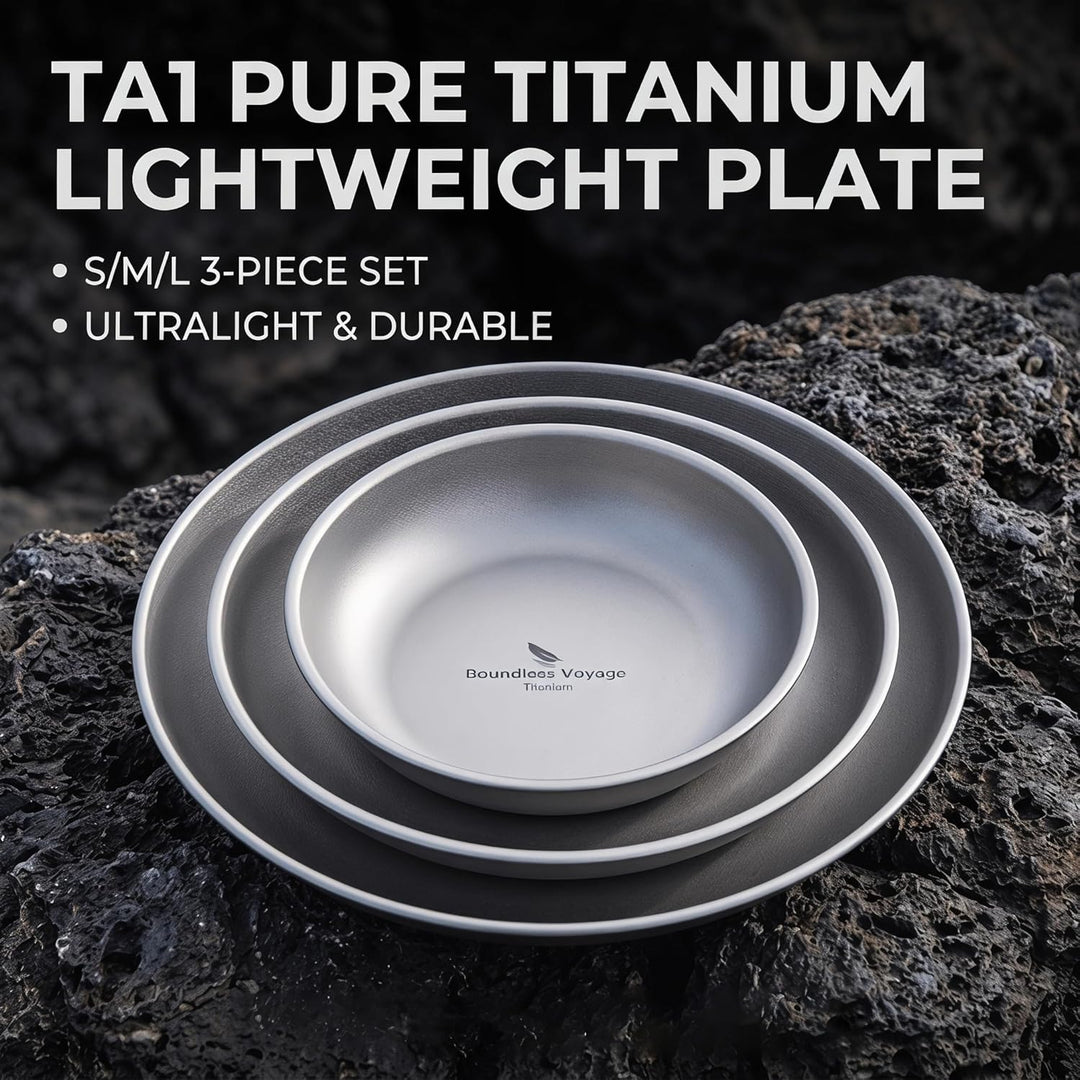 Boundless Voyage Ultraleicht Camping Titan Pan Geschirrplatte mit Tragetasche Outdoor Titan Geschirr