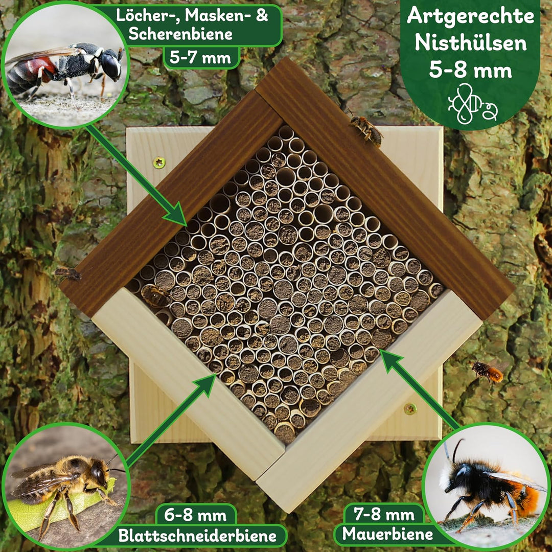 ERDENFREUND® Wildbienenhotel regenfeste Graspapier Nisthülsen 5-8 mm für mehrere Arten Insektenhotel