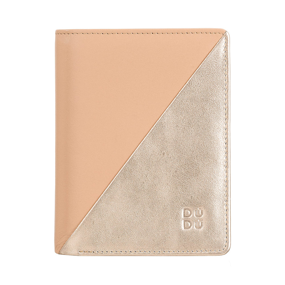 DUDU Kleine Damen-Brieftasche aus farbigem Leder mit Kartenfächern und Münzfach mit Reissverschluss