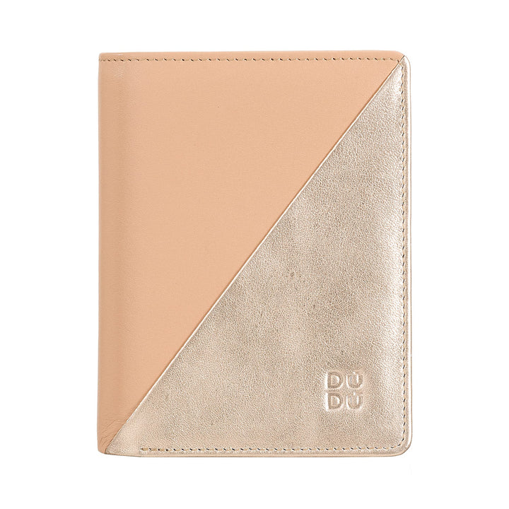 DUDU Kleine Damen-Brieftasche aus farbigem Leder mit Kartenfächern und Münzfach mit Reissverschluss