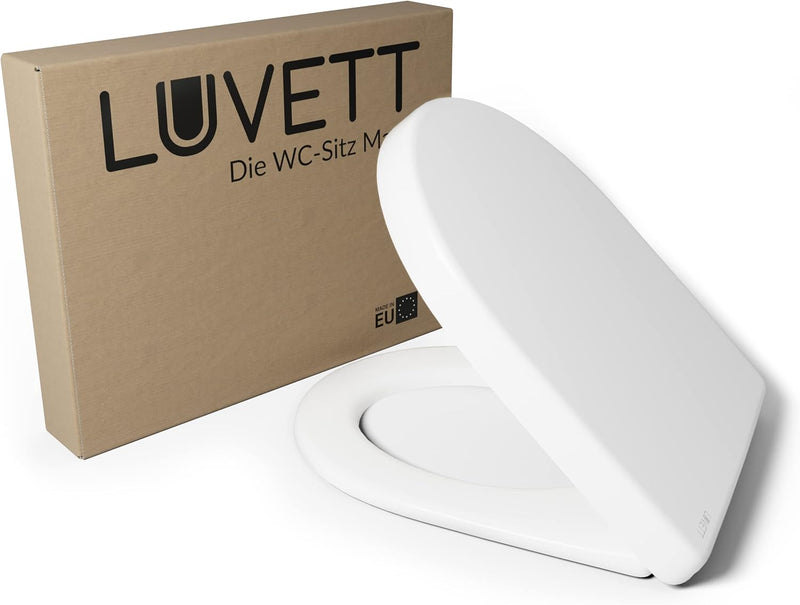 LUVETT® WC-Sitz mit Absenkautomatik D140 D-Form Soft Close® & TakeOff EasyClean Abnahme, hygienisch