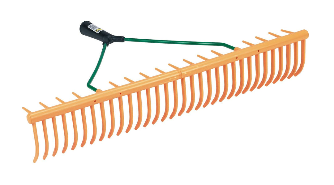 Kerbl Rasenrechen (ohne Stiel, Farbe gelb, Breite 64 cm, mit 32/16 Zinken, mit Stielhalter, aus Poly