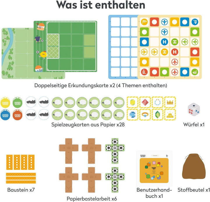 Spielebox mit 5 Programmier-Brettspielen Set & Pro Set, Bildungs-Add-on mit Lernmaterialien für Kind