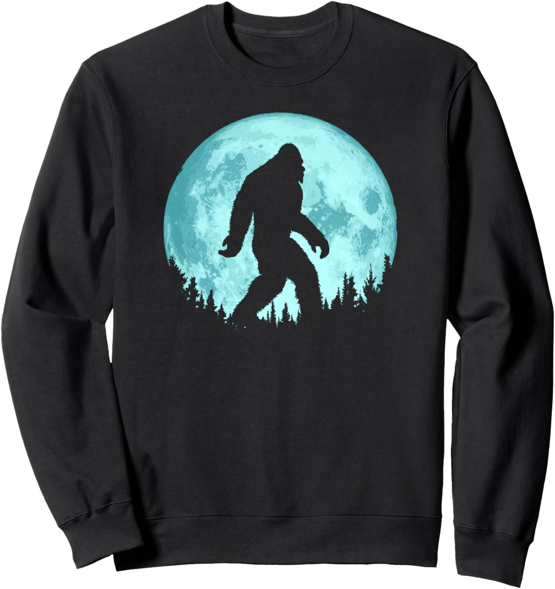 Bigfoot Night Minimalist Full Moon & Trees Sasquatch Sweatshirt