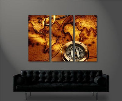 islandburner Bild Bilder auf Leinwand World Map Weltkarte V2 XXL Poster Leinwandbild Wandbild Dekoar