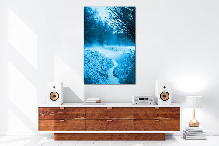 deyoli bezaubernde Winterlandschaft Format 80x60 Effekt: Monocrome Blau als Leinwandbild, Motiv fert