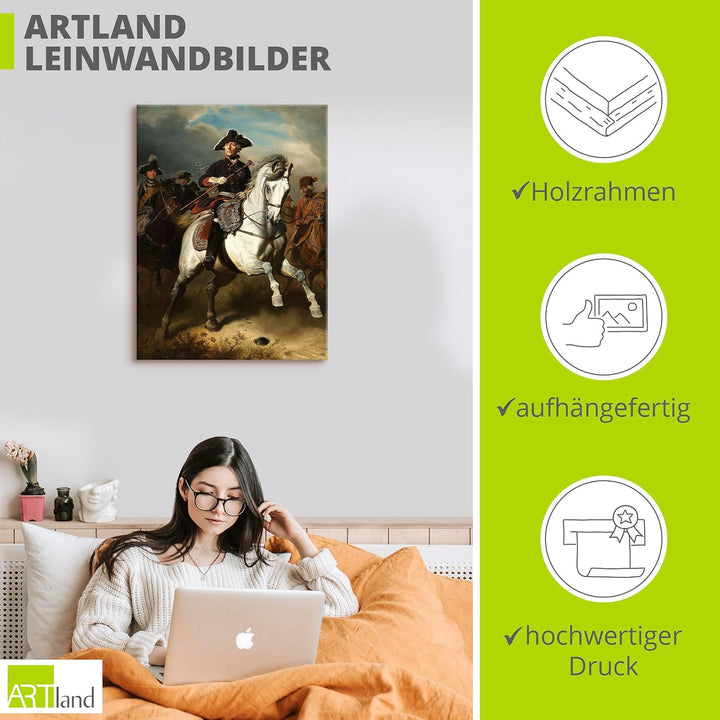 ARTland Leinwandbild Wandbild Bild auf Leinwand 60x80 cm Wanddeko Preussen Alte Fritz König Friedric