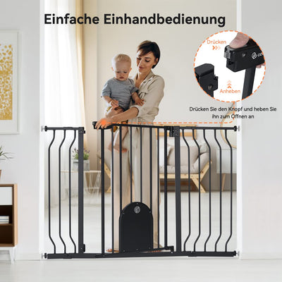 COMOMY Türschutzgitter für Babys, Treppenschutzgitter Ohne Bohren, für Breiten 75-123cm, Schliesst a