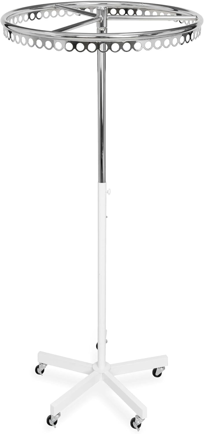 Rollbarer Rundständer Ringständer Kleiderständer höhenverstellbar stabiler 5 Stern Fuss weiss lackie