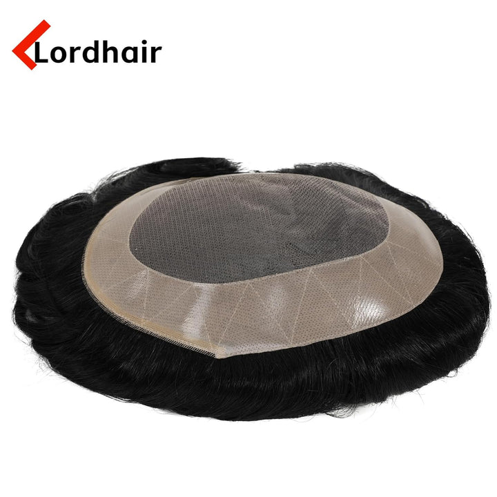 Lordhair Toupet für Männer Haarersatz Systeme Mann, natürliche atmungsaktive Mono-Spitze mit PU-Echt