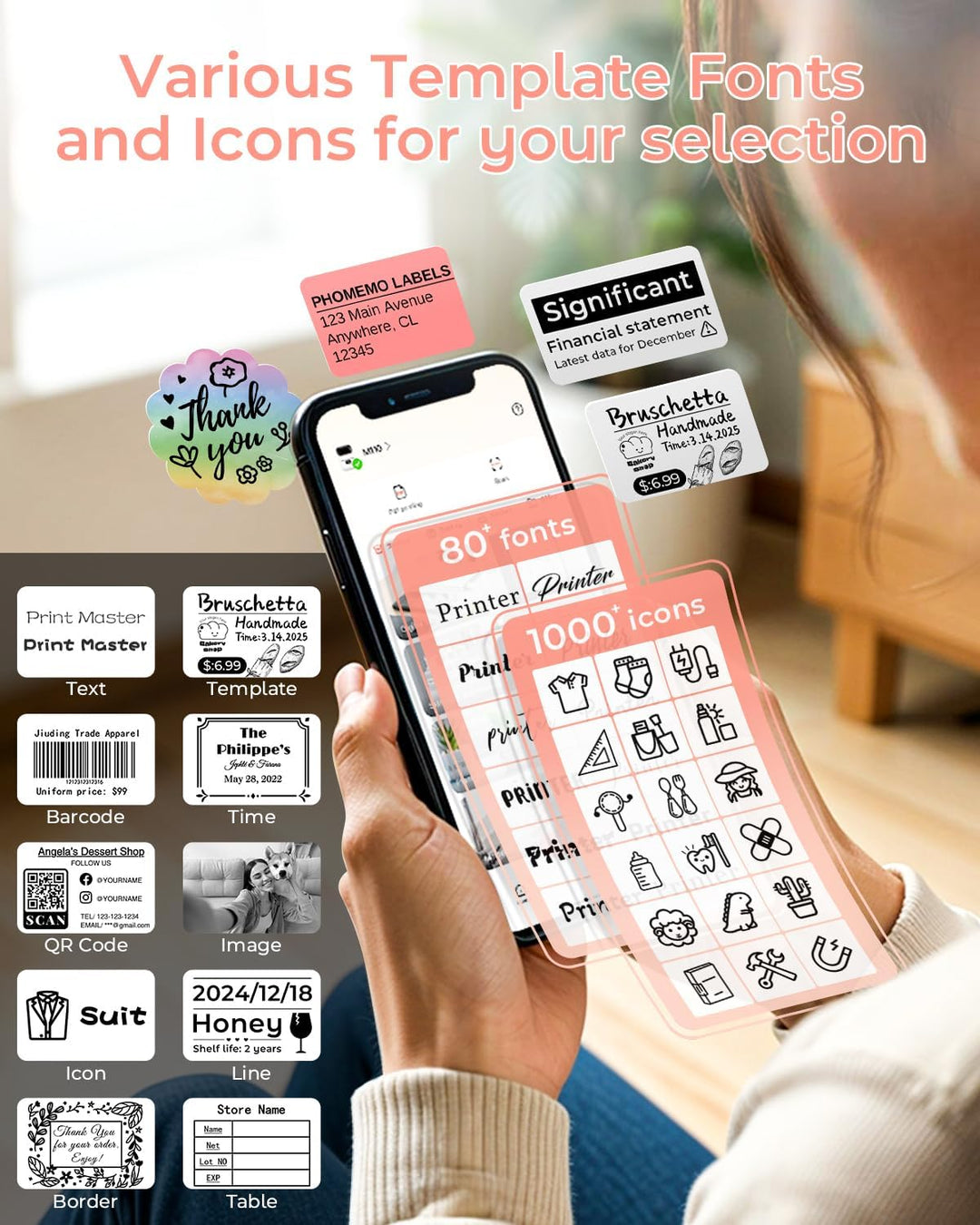Phomemo M110 Etikettendrucker – Barcodedrucker Mini Bluetooth Etikettendrucker Thermo Etikettendruck